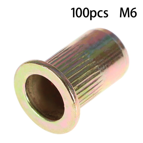 munirater M6 Metric Carbon Steel Rivet Nut Flat Head Threaded Insert Nutsert 100 Pcs