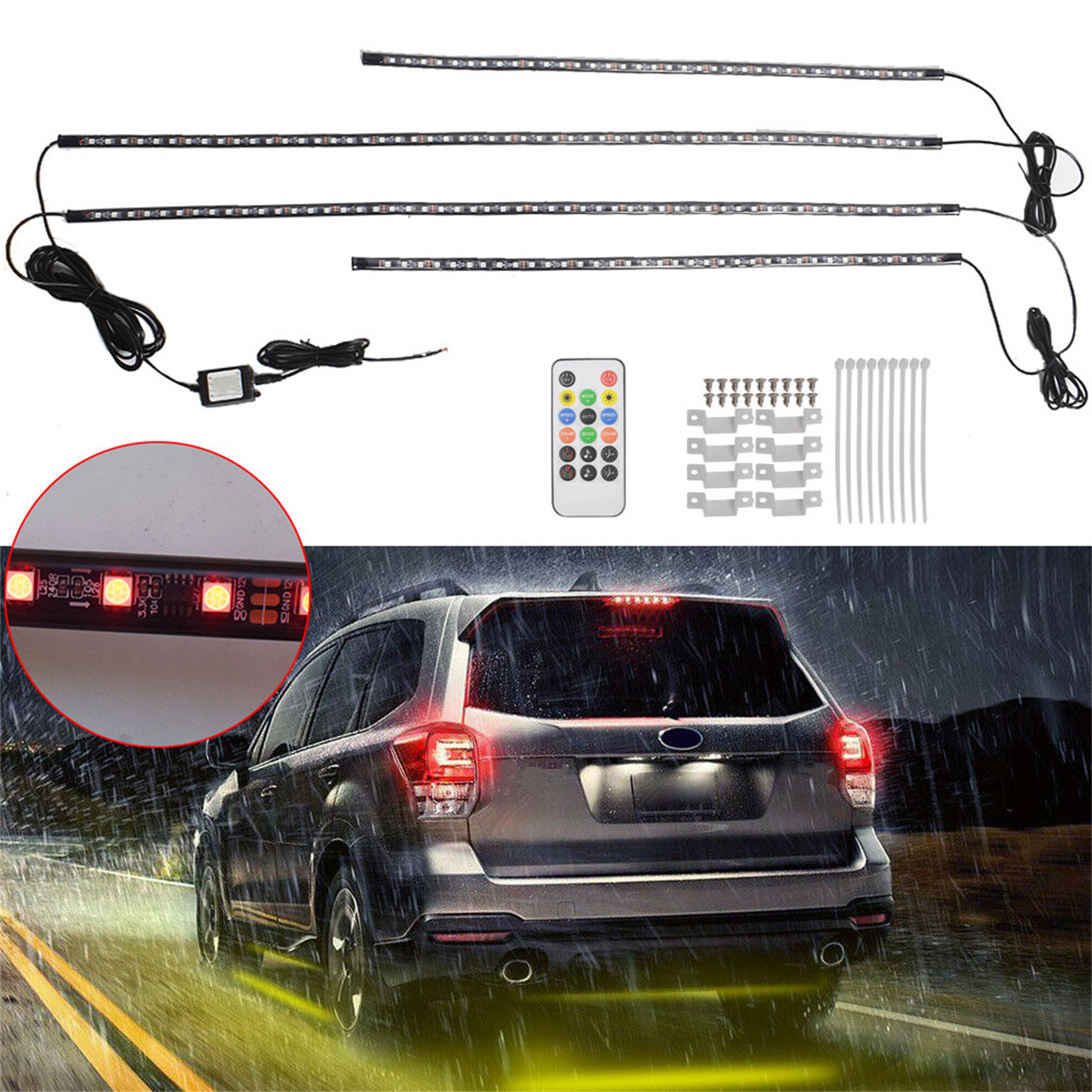 12Pcs RGB LED Dreamcolor Car Underglow Lights Music Bluetooth APP