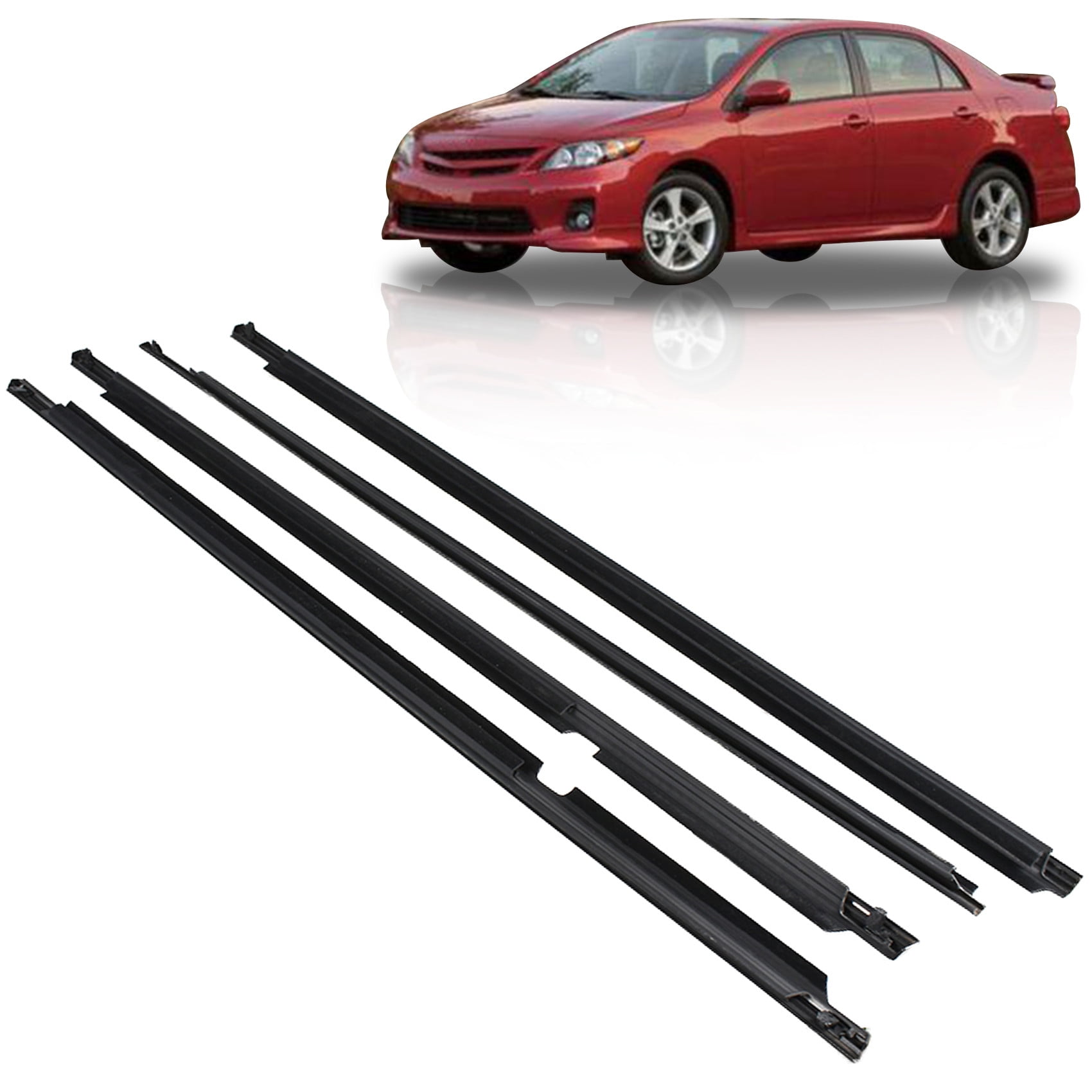 munirater Weatherstrip Window Seal Car Window Moulding Trim Seal Belt Replacement for 2009 2010 2011 2012 Toyota Corolla Black 4 Pieces