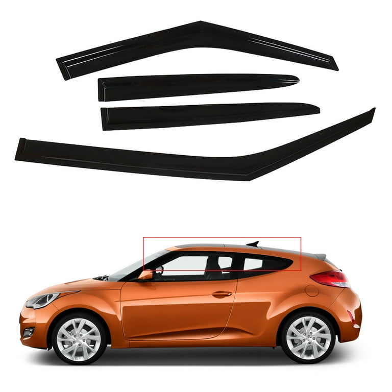 munirater Window Visors Rain Guards Car Side Window Deflectors Sun Vent Shade for Veloster 2012 2017 4 Pack