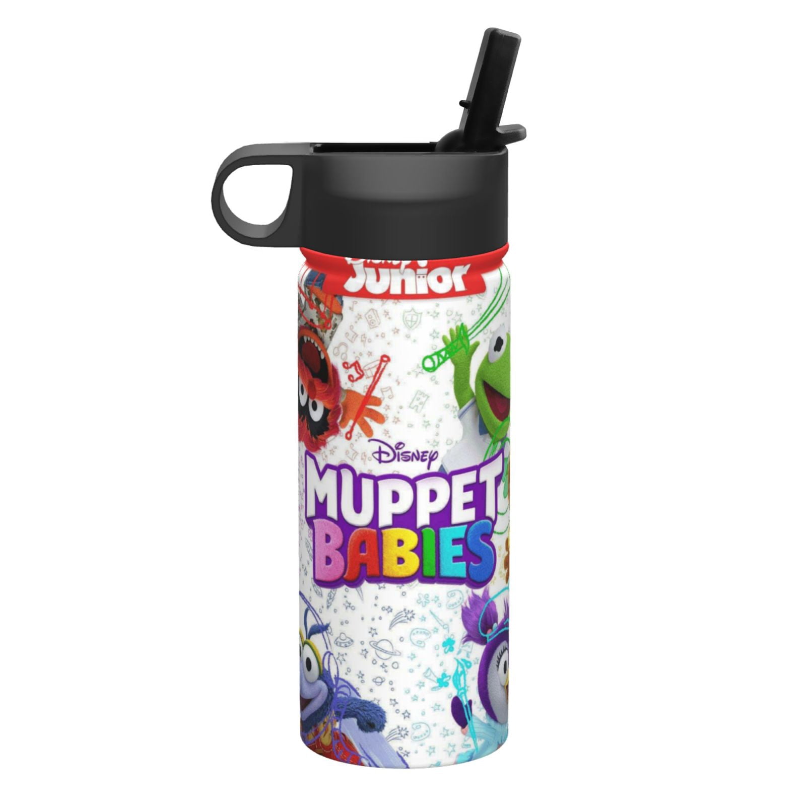 muppet babies Kids Insulated Water Bottle With Straw - 18 Oz Stainless Steel Double Wall Vacuum Cup, Leakproof, Bpa Free, Suitable For Boys And Girls