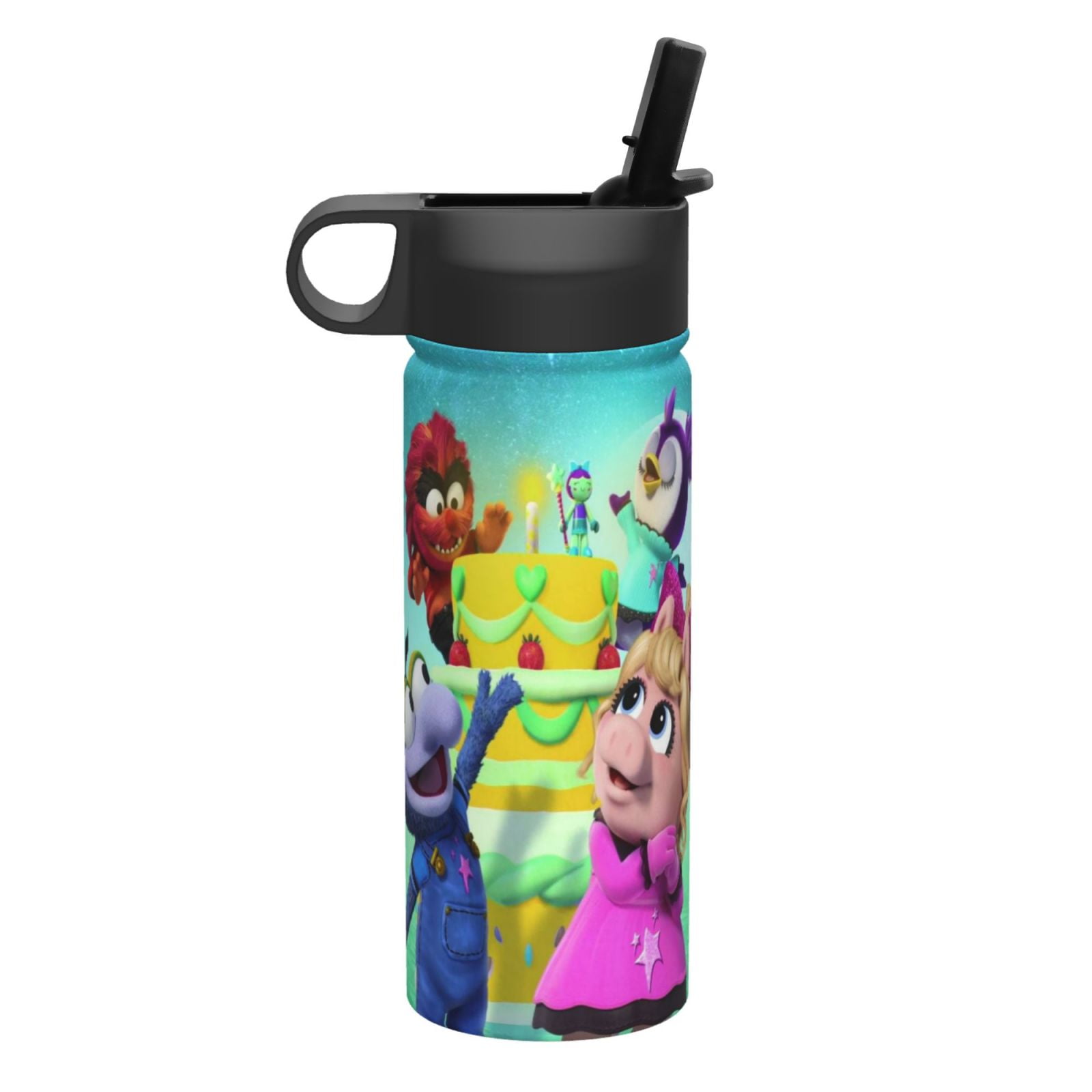 muppet babies Kids Insulated Water Bottle With Straw - 18 Oz Stainless Steel Double Wall Vacuum Cup, Leakproof, Bpa Free, Suitable For Boys And Girls