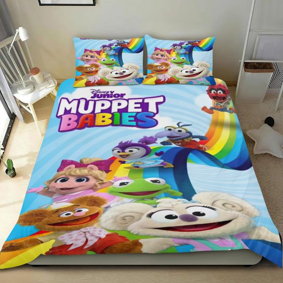 muppet babies Themed Bed Sheet Set Three Piece Set 53x79 In ches Comfortable And Skin Friendly Unique Design Creating A Star Gifts For Family Friends fans