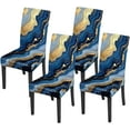 thumbnail image 1 of muroi Blue and Gold Marble Chair Covers for Dining Room Kitchen Set of 4 \u2013 Stretchable, Stylish Dining Chair Slipcovers, Washable, Luxury Modern Home Décor, 1 of 7