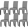 thumbnail image 1 of muroi Buffalo Check Chair Covers White Black Plaid Dining Chair Slipcovers Protector Removable Stretch Elastic Seat Covers for Christmas Party Kitchen Home Hotel Office Restaurant Decoration, 6Pcs, 1 of 7