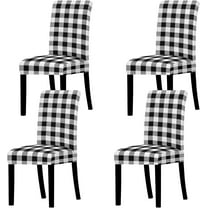 muroi Buffalo Check Chair Covers White Black Plaid Dining Chair Slipcovers Protector Removable Stretch Elastic Seat Covers for Party Kitchen Home Hotel Office Restaurant Decoration, 4Pcs