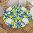 thumbnail image 1 of muroi Citrus Lemons Blue Butterfly Fitted Round Tablecloth Waterproof Table Cloth with Elastic Edge Wipe Clean Table Cover for Indoor Outdoor Fits 45"-50", Medium, 1 of 6