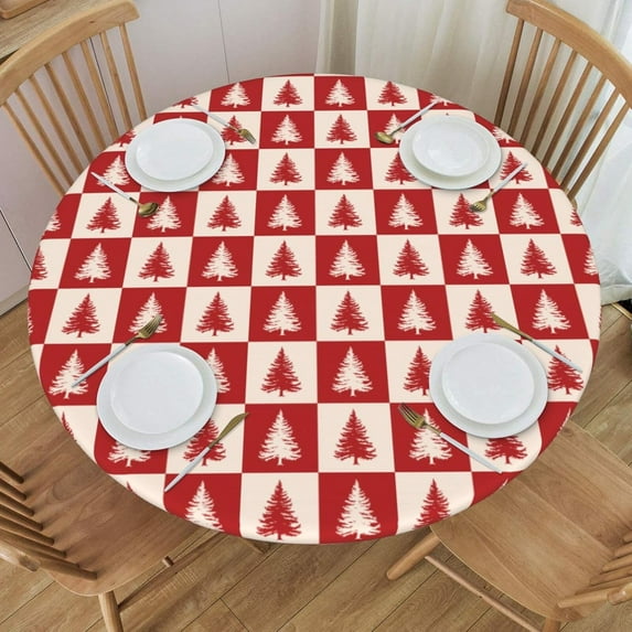 muroi Fall Round Tablecloth Dark Brown Orange Leaf Floral Thanksgiving Table Cover with Elastic Edge Autumn Washable Fitted Table Cloth for Kitchen Patry Outdoor Decor Fits 45"-50", Medium