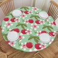 thumbnail image 1 of muroi Flowers and Cherry Round Fitted Tablecloth, Waterproof Round Table Cloth with Elastic Edged Washable Table Cover for Indoor Outdoor Fits 45"-50" Tables, Medium, 1 of 6