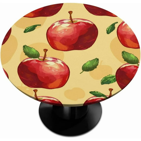 muroi Food Cherry Round Elastic Tablecloth Outdoor Table Cloth Fitted Tables Cover for Picnic Patio Dining Party Indoor 45" - 56"