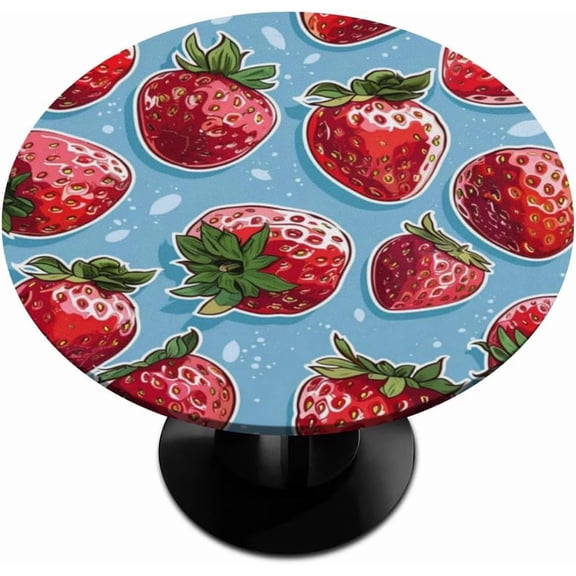 muroi Fruit Cherry Pattern Round Elastic Tablecloth Outdoor Table Cloth Fitted Tables Cover for Picnic Patio Dining Party Indoor 45" - 56"