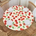 thumbnail image 1 of muroi Juicy Pattern with Cherries Round Fitted Tablecloth with Elastic Edge Waterproof Oil Proof Table Cloth Wipe Clean Table Cover Fits 45"-50", Medium, 1 of 6