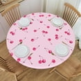 thumbnail image 1 of muroi Little Cherry Seamless Round Fitted Tablecloth with Elastic Protector Table Kitchen Dinner Waterproof Oil-Proof Table Covers Fits 40"-44", Small, 1 of 6