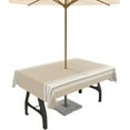 thumbnail image 1 of muroi Outdoor Tablecloth with Umbrella Hole, Khaki and White Stripe Rectangle Tables Waterproof Tabletop Collection for Patio, Garden, Picnic, Camping, Dining 60 x 120 inch, 1 of 6