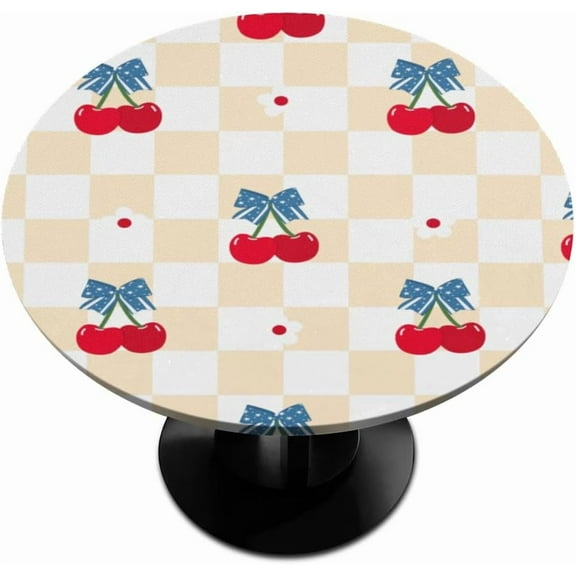 muroi Plant Cherry Style Round Elastic Tablecloth Outdoor Table Cloth Fitted Tables Cover for Picnic Patio Dining Party Indoor 36" - 42"
