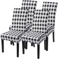 thumbnail image 1 of muroi Printed Dining Room Chair Covers Set of 4, Stretch Kitchen Chair Covers Washable Parsons Chair Slipcover Removable Dining Chair Protectors for Hotel,Ceremony(Black/White Plaid), 1 of 7