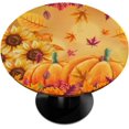 thumbnail image 1 of muroi Round Tablecloth Fitted Cover with Elastic Edged Autumn Leaves Pumpkin Pattern Waterproof Table Cloth for Party Kitchen Dining Indoor Outdoor 36'' - 42'' Diameter, 1 of 6