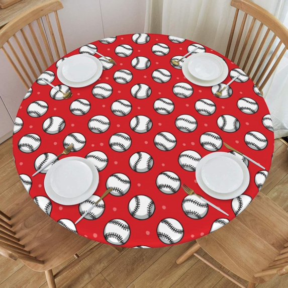 muroi Round Tablecloth Pink Cherry Round Fitted Tablecloth with Elastic Edge, Waterproof Oil Proof Table Cloth Wipe Clean Table Cover for Indoor and Outdoor Fits Small