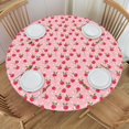 thumbnail image 1 of muroi Round Tablecloth Pink Cherry Round Fitted Tablecloth with Elastic Edge, Waterproof Oil Proof Table Cloth Wipe Clean Table Cover for Indoor and Outdoor Fits Small, 1 of 6