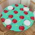 thumbnail image 1 of muroi Round Tablecloth Summer Cherry Round Fitted Tablecloth with Elastic Edge, Waterproof Oil Proof Table Cloth Wipe Clean Table Cover for Indoor and Outdoor Fits Medium, 1 of 6
