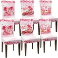 thumbnail image 1 of muroi Valentine''s Day Chair Covers Set of 6 Valentines Dining Protector Stretch Red Heart Removable Washable Valentine Gnome Red Truck Slipcovers for Dining Hotel Party Wedding, 1 of 7