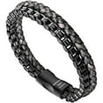 thumbnail image 1 of murtoo Mens Bracelet Leather and Steel, Stainless Steel Chain and Leather Bracelets for Men, Wristband Gift for Husband Boyfriend Father, 1 of 10