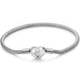thumbnail image 1 of murtoo initial heart bracelet stainless steel snake chain letter charm jewelry 7.5 inch for women, 1 of 10