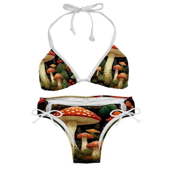 mushroom Detachable Sponge, Adjustable Strap, Bikini Set Two-Pack Swim Suit – Beach, Pool, Vacation