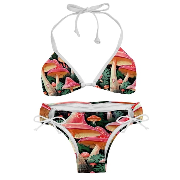 mushroom Detachable Sponge Adjustable Strap Bikini Set Two-Pack Swimsuits for All Occasions