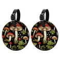 thumbnail image 1 of mushroom Set of 2pcs PU Leather Round Suitcase Tags with Privacy Cover and Name ID Tag - Ideal for Travel Luggage, Handbags, Backpacks, School Bags, 1 of 1