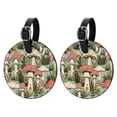 thumbnail image 1 of mushroom Set of 2pcs PU Leather Round Suitcase Tags with Privacy Cover and Name ID Tag - Ideal for Travel Luggage, Handbags, Backpacks, School Bags, 1 of 6