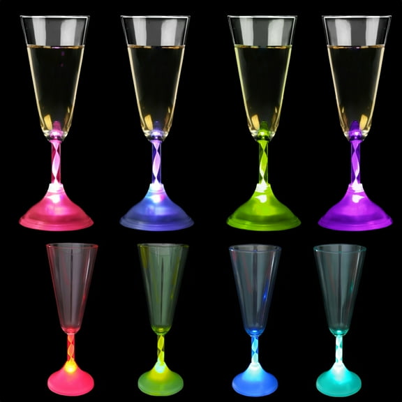mushroomcase Light up shot Cup LED Wine Champagne Color Changing Glasses Plastic Cocktail Tableware 4 PCS