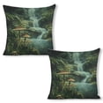 thumbnail image 1 of mushrooms forest waterfallLinen toss pillowcase decoration pillowcase gifting preferred 18x18 inch cushion cover 2 sets sofa pillowcase sofa bedroom living room car, 1 of 8
