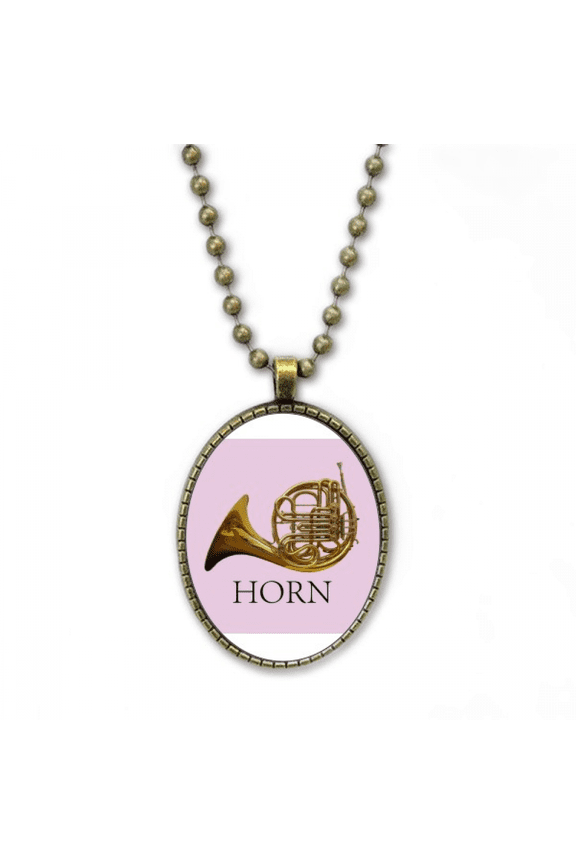 music classical instrument playing horn necklace vintage chain bead pendant jewelry collection