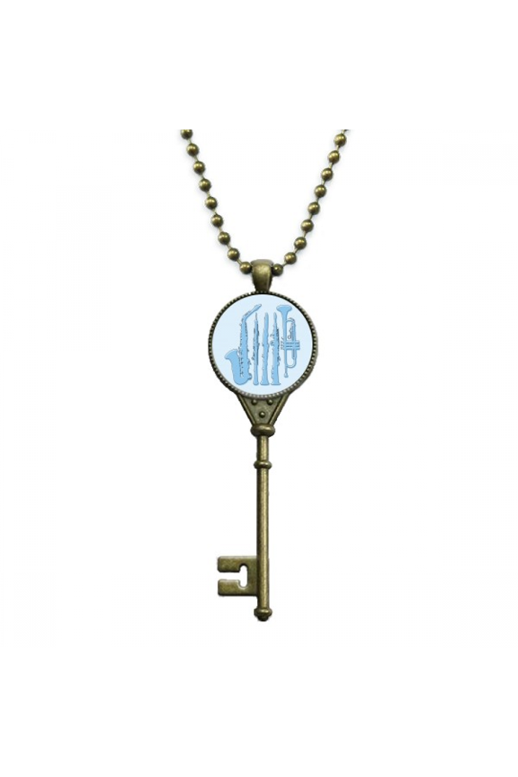 music classical instrument wind instrument key necklace pendant tray embellished chain