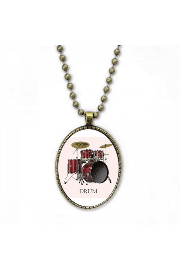 music classical musical instrument drum necklace vintage chain bead pendant jewelry collection