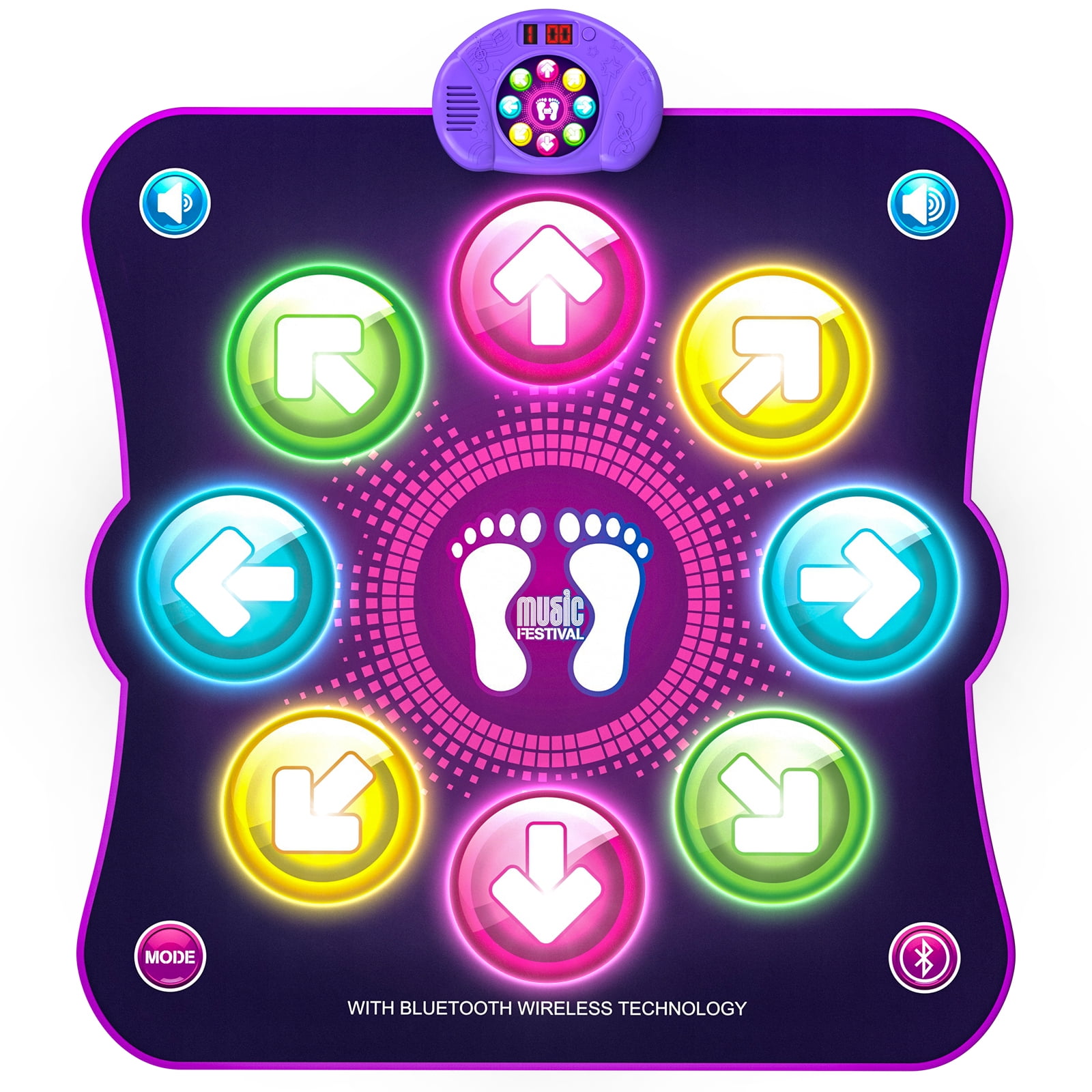 Dance Mat,8 Buttons Light up Dance Pad with Wireless Bluetooth,6 Game ...