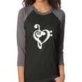 thumbnail image 1 of music note heart Unisex 3/4 Sleeve Baseball Raglan Tee, 1 of 3
