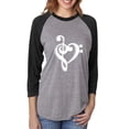 thumbnail image 1 of music note heart Unisex 3/4 Sleeve Baseball Raglan Tee, 1 of 2