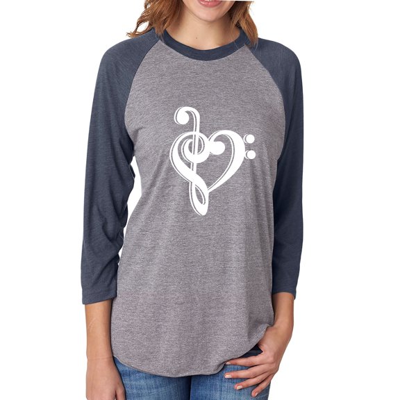 music note heart Unisex 3/4 Sleeve Baseball Raglan Tee