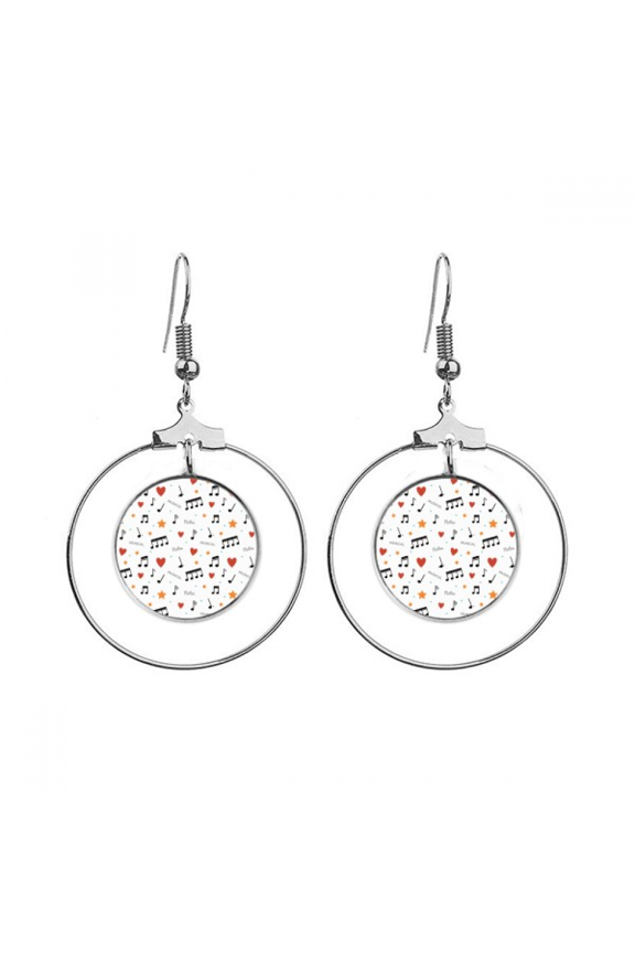 music notes with stars hearts earrings dangle hoop jewelry drop circle