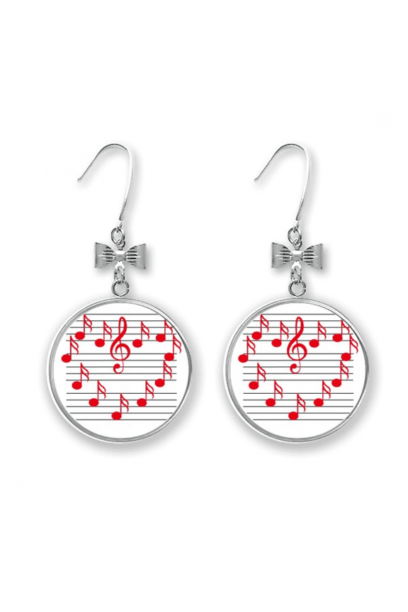 music symbol shaped staff spectrum bow earrings drop stud pierced hook