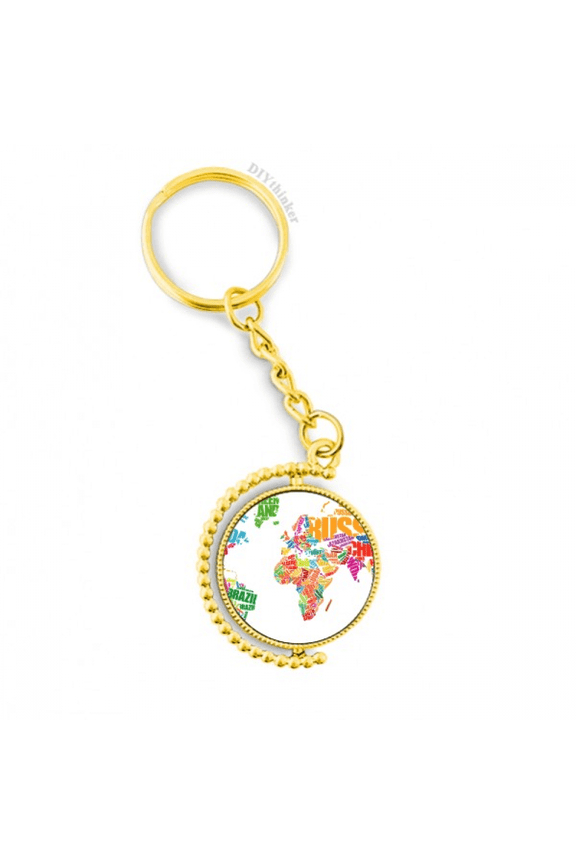 mutlicolour world map countries name metal connector key chain accessory en keyholder