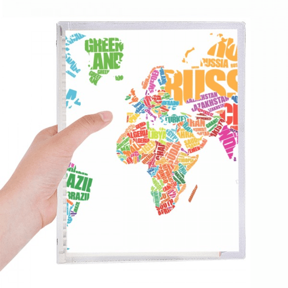 mutlicolour world map countries name notebook loose diary refillable journal statiry