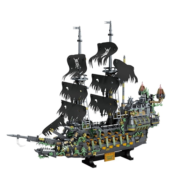 muuchuu Flying Dutchman Ship Building Block Adult Toy with Base, Large Ghost Pirate Ship Model Boat to Build, Collectible Home Office Decor for Teens Childs 14+ (2434 PCS)