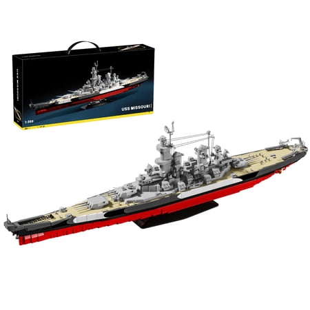 muuchuu Military Battleship Building Block for Adults, 1:300 USS Missouri Warship Model Kit, Large Realistic WW2 Technics Watercraft, Perfect Hobby Gifts Collector Display Home Office Decor