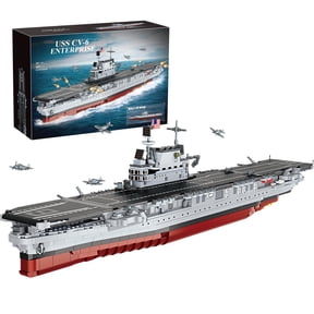 muuchuu Military Battleship Building Block Adults Toy Set, USS CV-6 Enterprise Warship Model Kit with Display Stand, Big WW2 Technics Watercraft, Boys Girls Gifts Collector Decor (1883 PCS