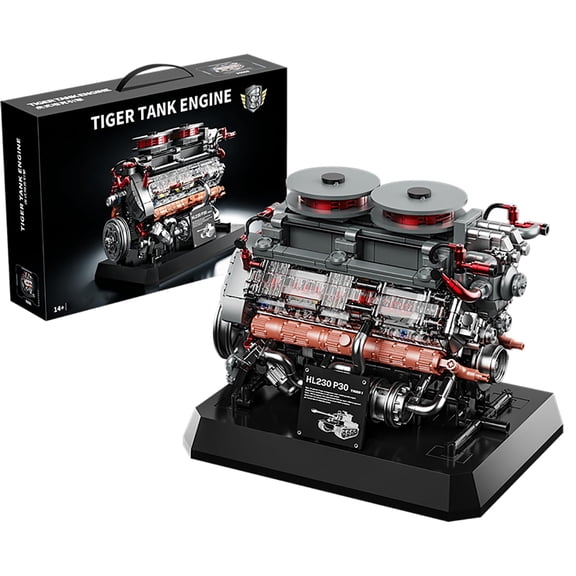 muuchuu Technik Tiger Tank Engine Building Toy Set, Military Vehicle Engine That Work for Adult to Build, MOC Mechanical Electric Hobby Project Engineering Kits Gifts for Kids Teens 14+ (1236+Pcs)