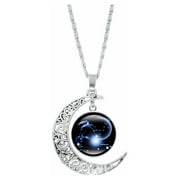 MUXIKA Cinvoph 12 Constellation Moon Necklace Silver Dainty Jewelry Necklace Perfect Gifts for Mother's Day Present for Women Girls Teen