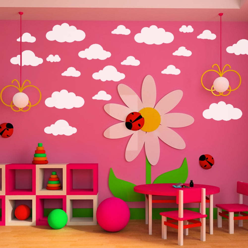 mveomtd 31pcs DIY Large Clouds Wall Decals Children's Room Home Decoration Art Wall Stickers for